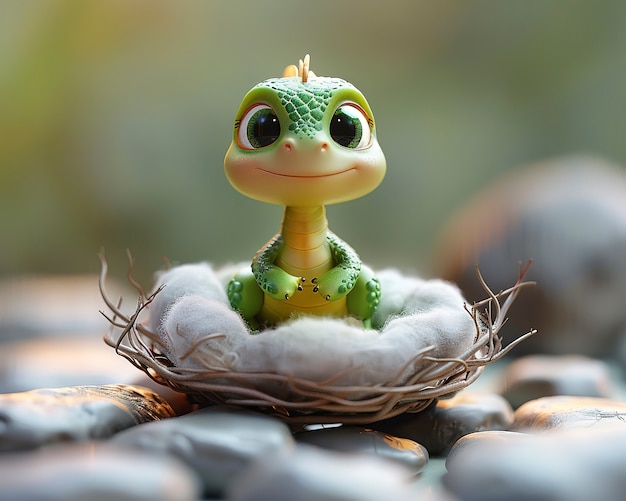 Free Photo 3d rendering of cute cartoon dragon