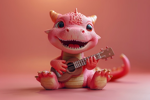 Free Photo 3d rendering of cute cartoon dragon