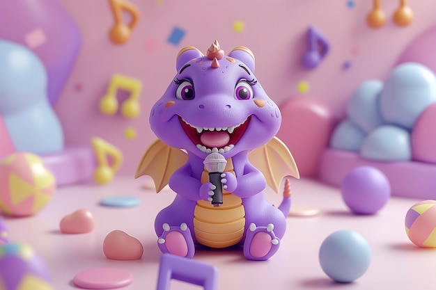 Free Photo 3d rendering of cute cartoon dragon