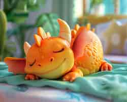 Free photo 3d rendering of cute cartoon dragon