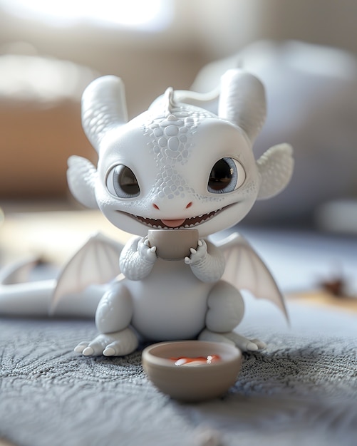 Free photo 3d rendering of cute cartoon dragon