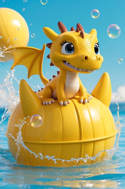 Free Photo 3d rendering of cute cartoon dragon