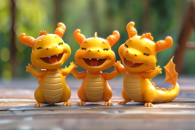 Free Photo 3d rendering of cute cartoon dragon