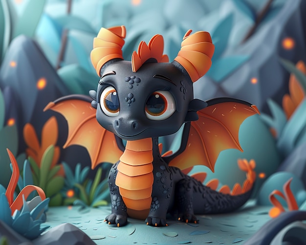 Free Photo 3d rendering of cute cartoon dragon