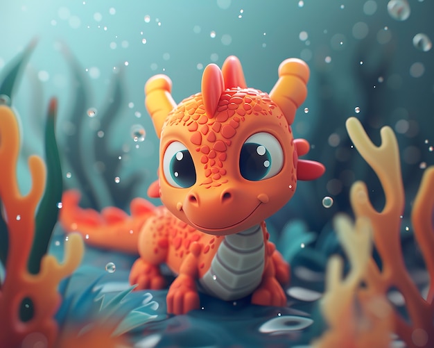 Free photo 3d rendering of cute cartoon dragon