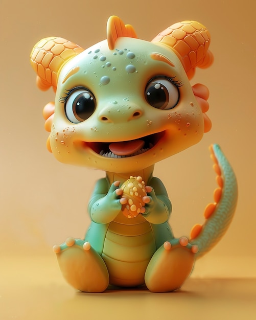 Free Photo 3d rendering of cute cartoon dragon