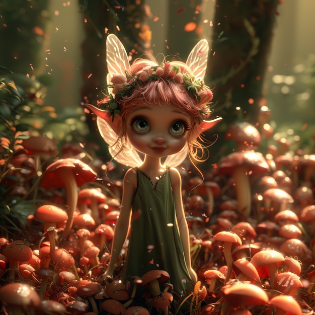 Free Photo 3d rendering of cute fairy