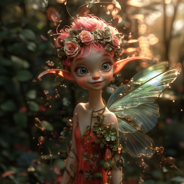 Free photo 3d rendering of cute fairy