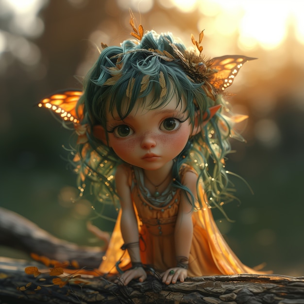 Free photo 3d rendering of cute fairy