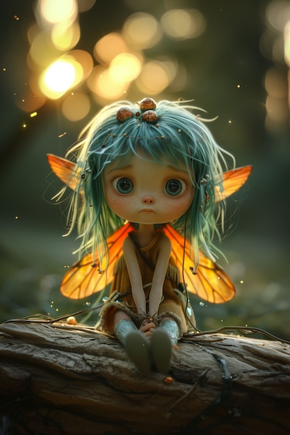 Free photo 3d rendering of cute fairy