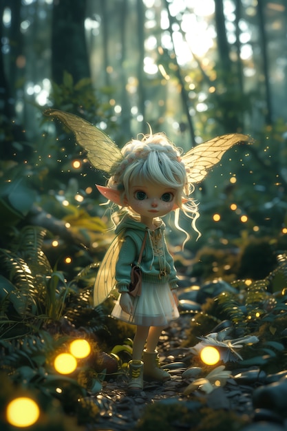 Free Photo 3d rendering of cute fairy