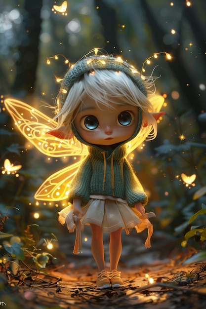 Free Photo 3d rendering of cute fairy