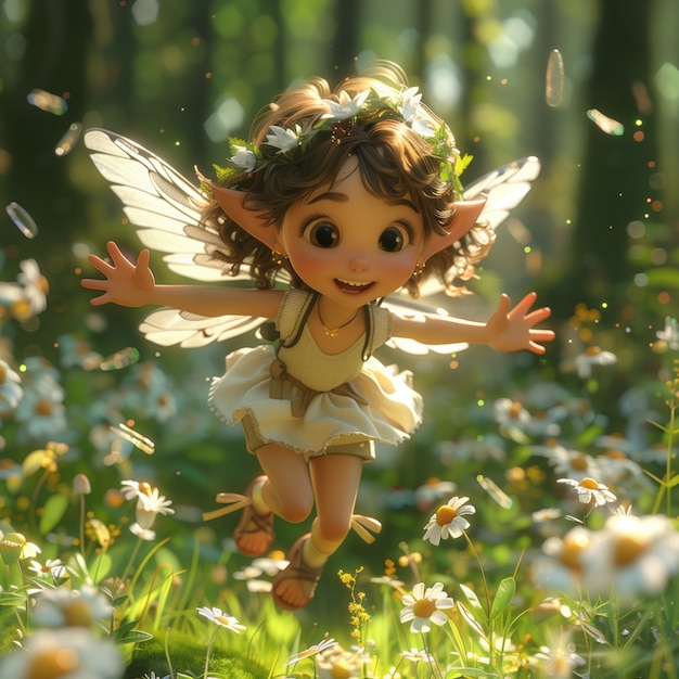 Free Photo 3d rendering of cute fairy