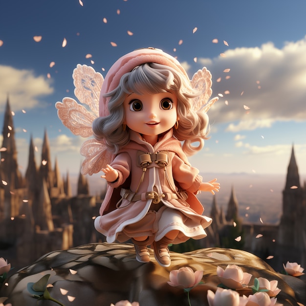 Free photo 3d rendering of cute fairy