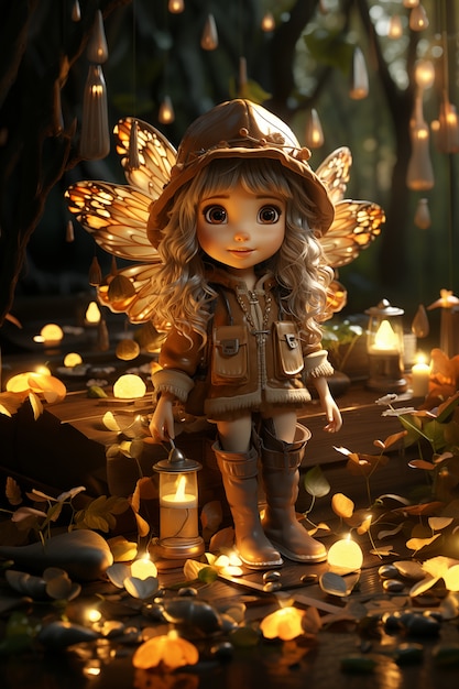 Free photo 3d rendering of cute fairy