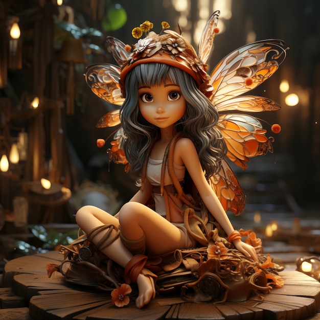 Free photo 3d rendering of cute fairy