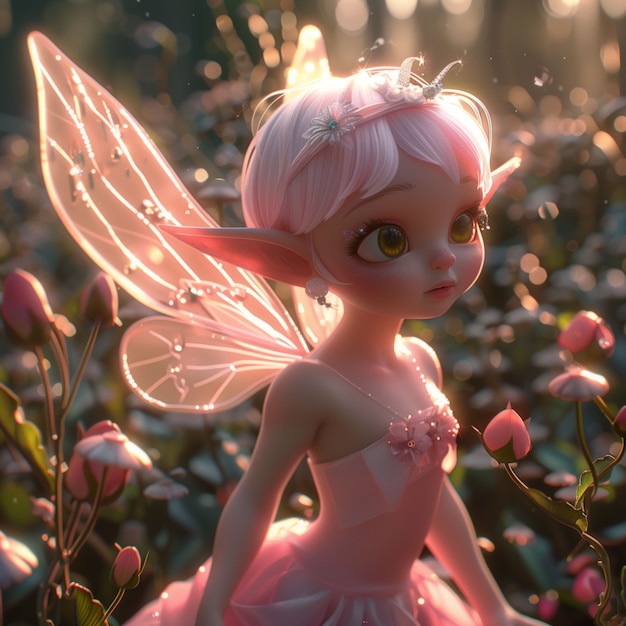 Free photo 3d rendering of cute fairy