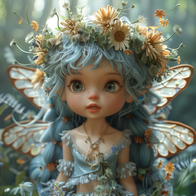 Free Photo 3d rendering of cute fairy