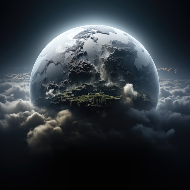 Free photo 3d rendering of dark earth in space