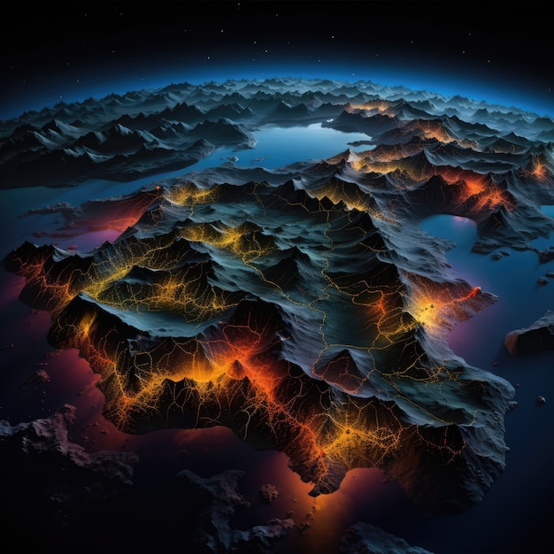 Free photo 3d rendering of dark earth in space