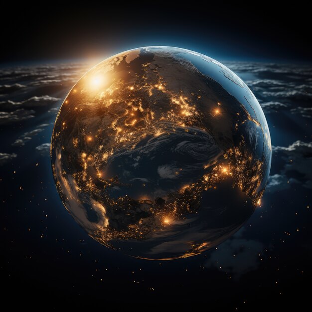 3d rendering of dark earth in space