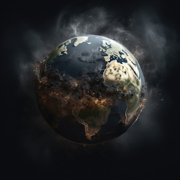 Free photo 3d rendering of dark earth in space