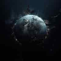 Free photo 3d rendering of dark earth in space