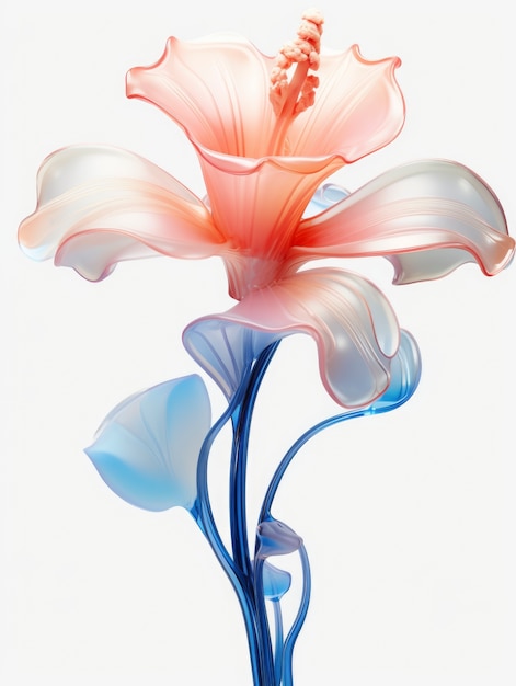 Free Photo 3d rendering of delicate glass flower