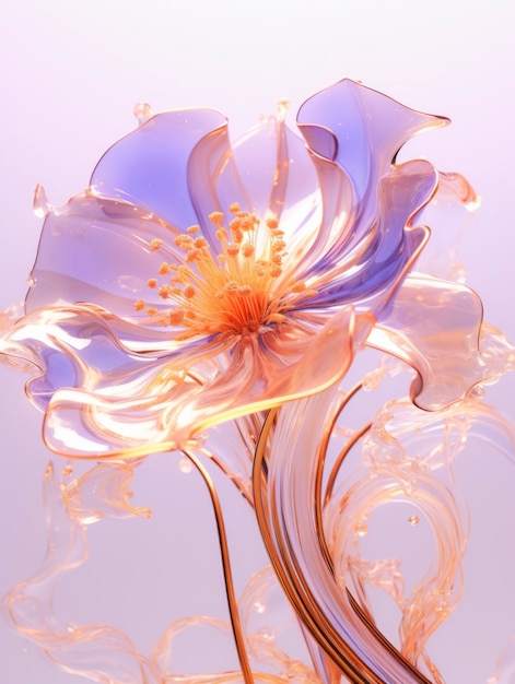 Free photo 3d rendering of delicate glass flower