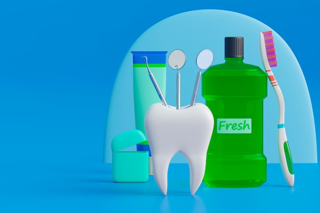 Free Photo 3d rendering of dental hygiene