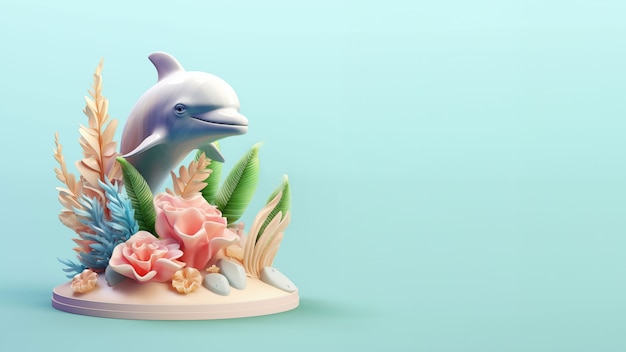 Free photo 3d rendering of dolphin sculpture