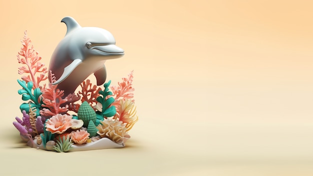 3d rendering of dolphin sculpture