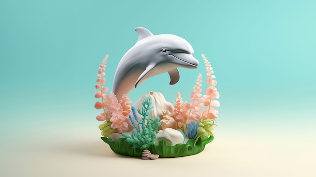 Free photo 3d rendering of dolphin sculpture