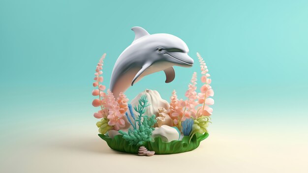 3d rendering of dolphin sculpture