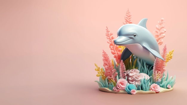 Free photo 3d rendering of dolphin sculpture