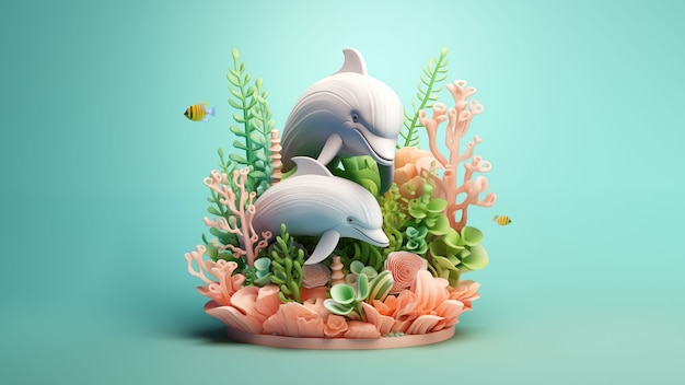 Free Photo 3d rendering of dolphin sculpture