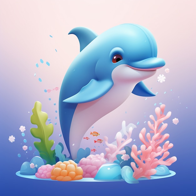 3d rendering of dolphin swimming