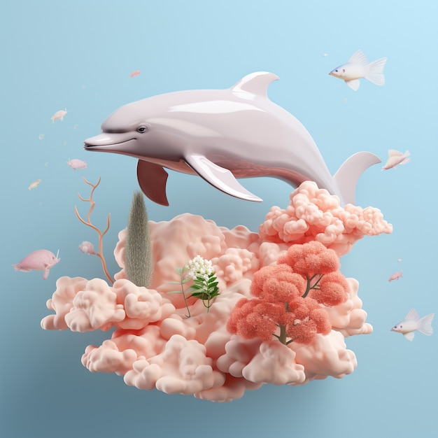 Free photo 3d rendering of dolphin swimming