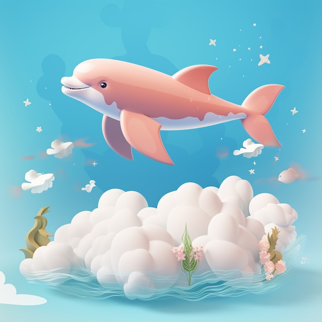 Free photo 3d rendering of dolphin swimming