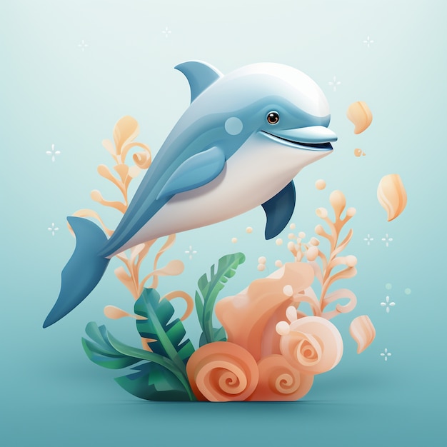 Free Photo 3d rendering of dolphin swimming