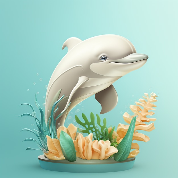 Free photo 3d rendering of dolphin swimming