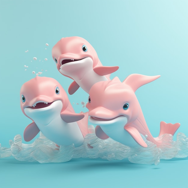 Free Photo 3d  rendering of dolphins underwater