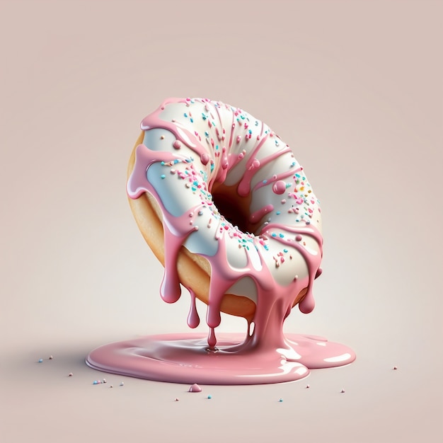 Free photo 3d rendering of donut melting