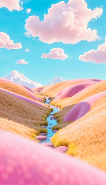 Free Photo 3d rendering of dreamy landscape