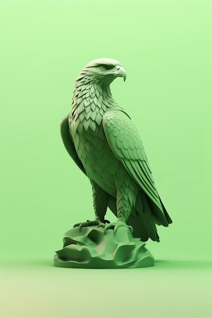 Free photo 3d rendering of eagle on green background