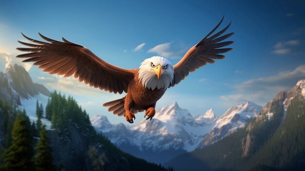 3d rendering of eagle over mountain