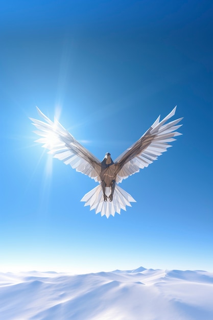 Free photo 3d rendering of eagle over mountain