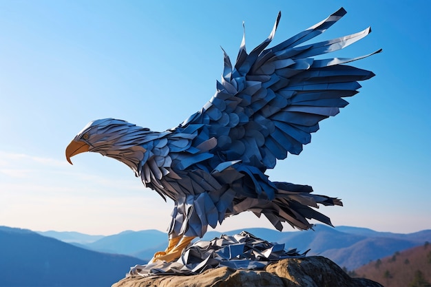 Free Photo 3d rendering of eagle over mountain