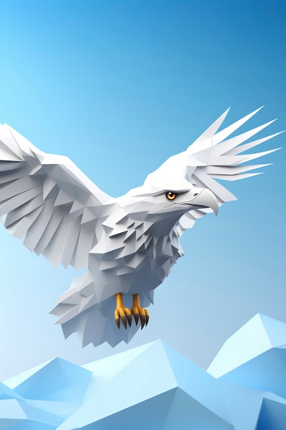 Free photo 3d rendering of eagle with open wings