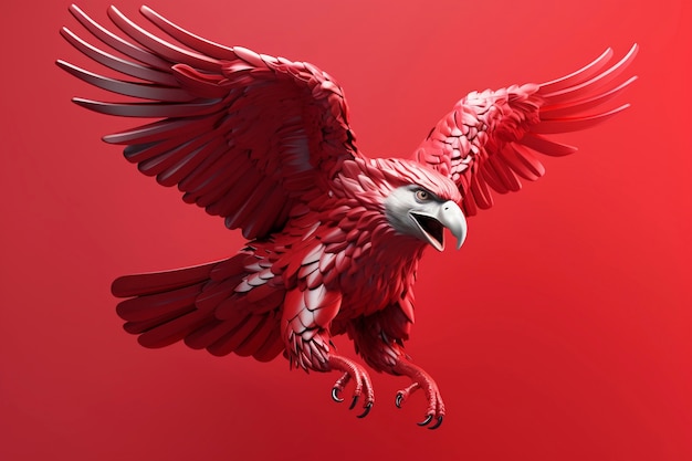 3d rendering of eagle with open wings